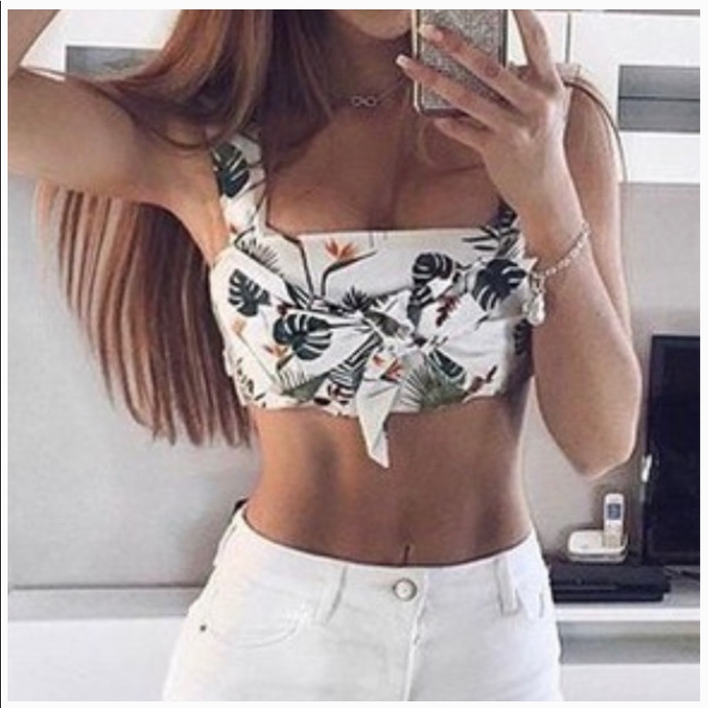 Zara Tropical Print Bralette Crop Top!✨ New-Boutique! - Picture 2 of 16